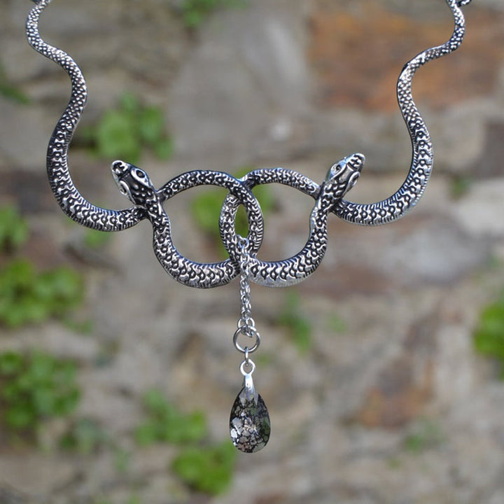 Snake Entanglement Necklace with Crystal